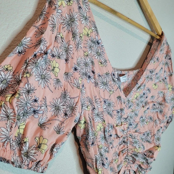 Sophie Rue Women's Crop Blouse Top Size XL Multicolor Viscose Short Sleeves Tie - Picture 8 of 10